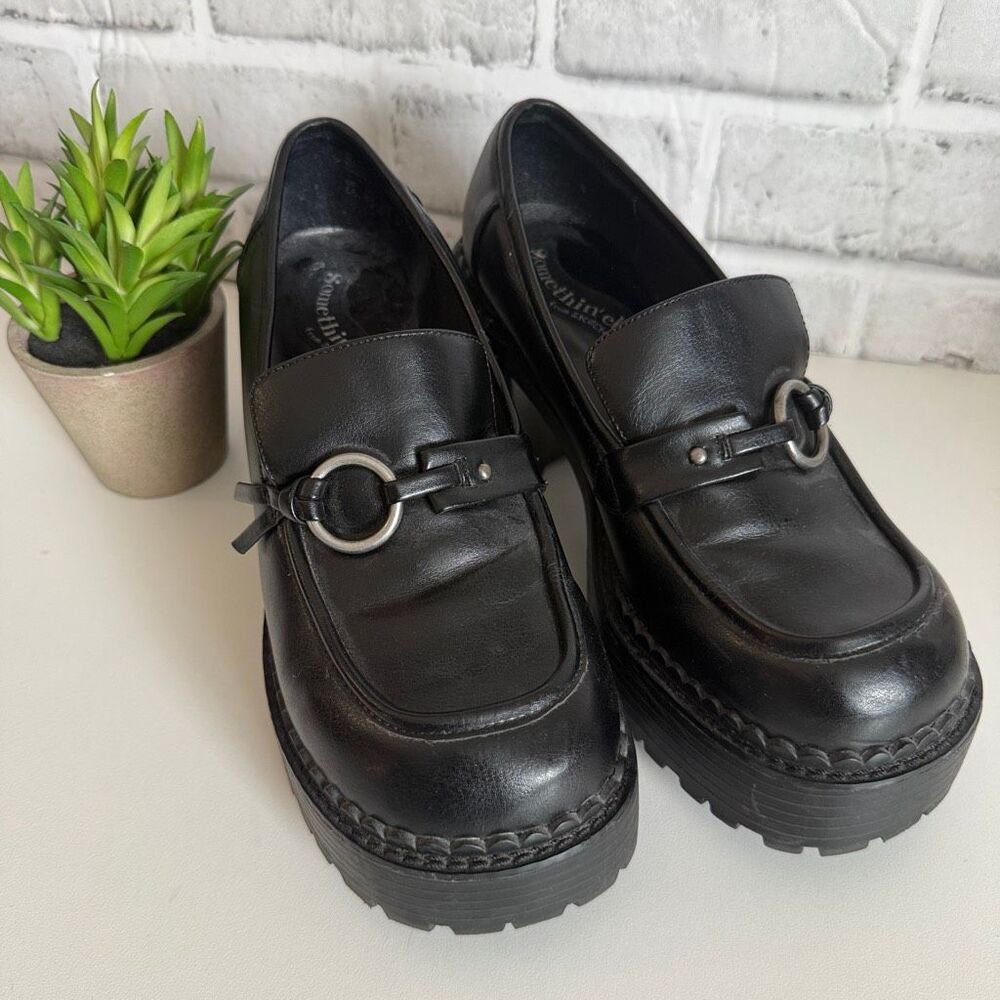 Vintage 90s/Y2K Skechers Somethin' Else Black Chunky Platform Loafers Size 7.5